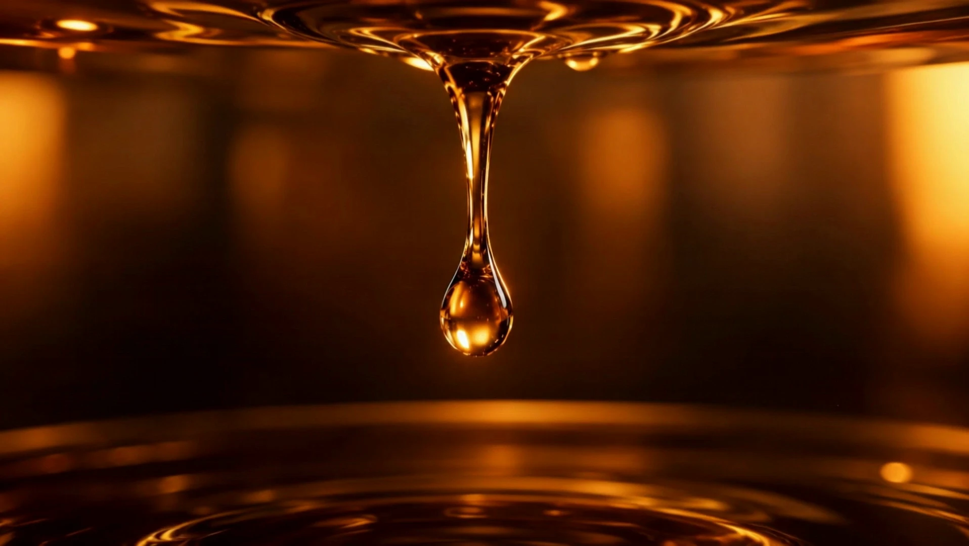 An amber drop introduces the perfume universe