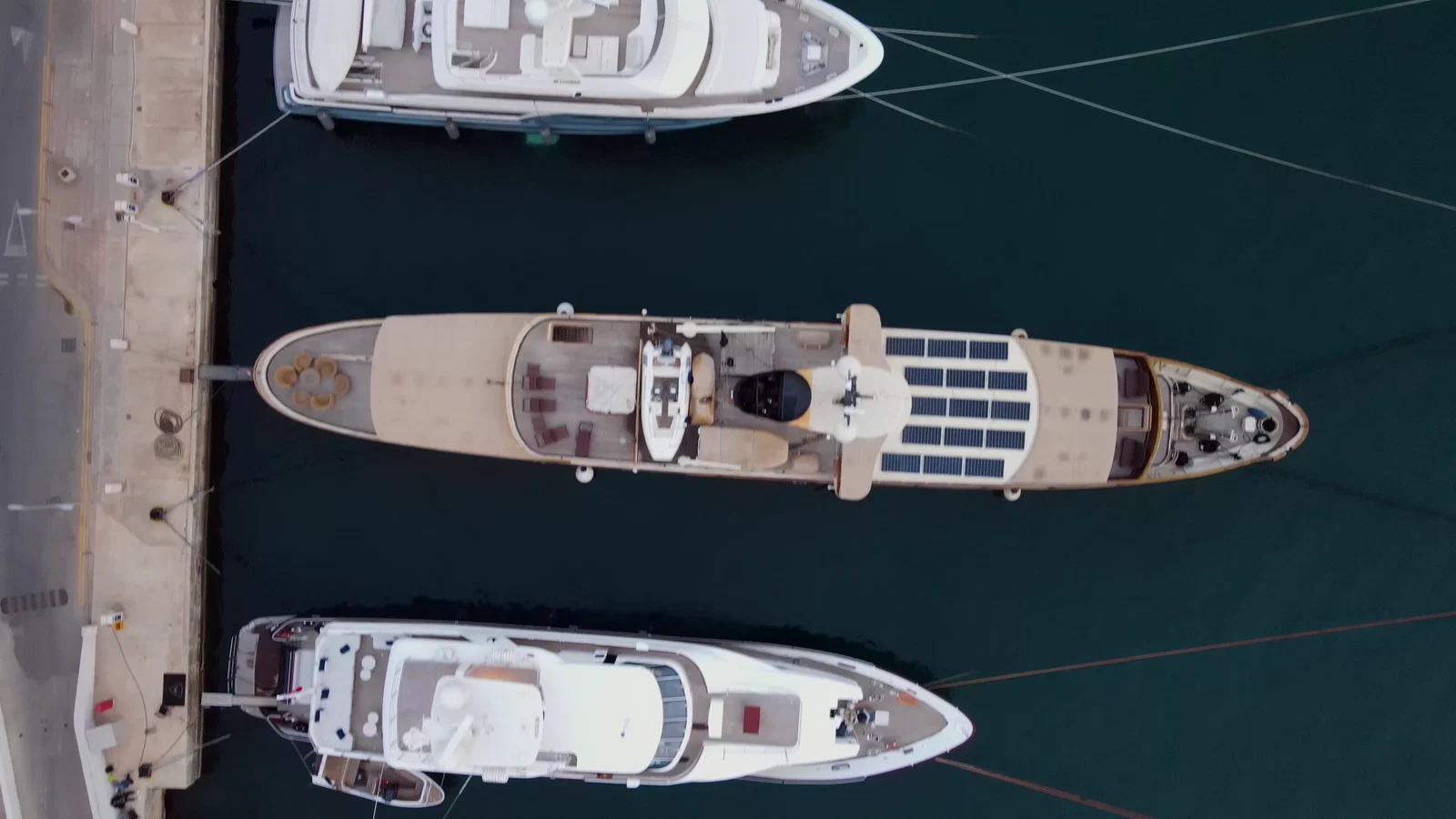The yacht at the port before setting sail